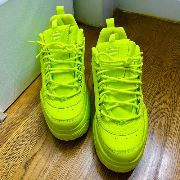 Fila Women's Distruptor 2 Chuncky Wedge Sneakers total fluo green - Picture 2 of 3